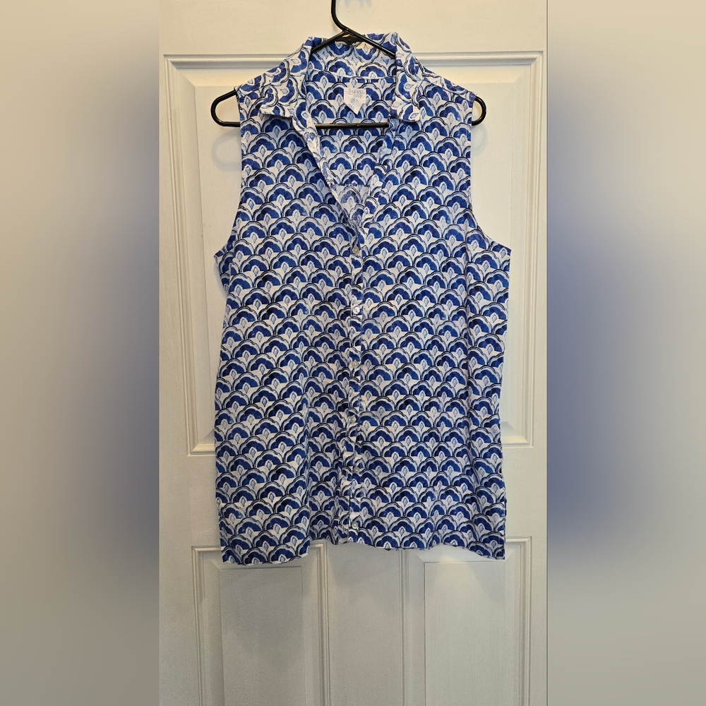 Sigrid Olsen Blue and White Patterned Blouse
